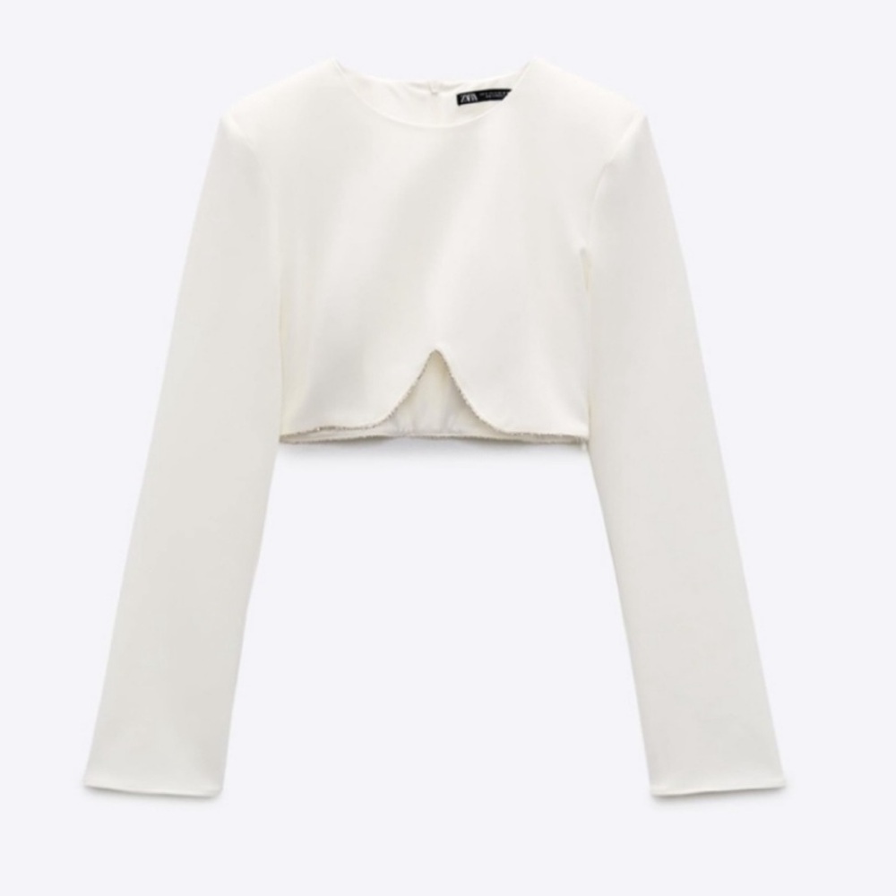 Zara Rhinestone Trim Crop Top